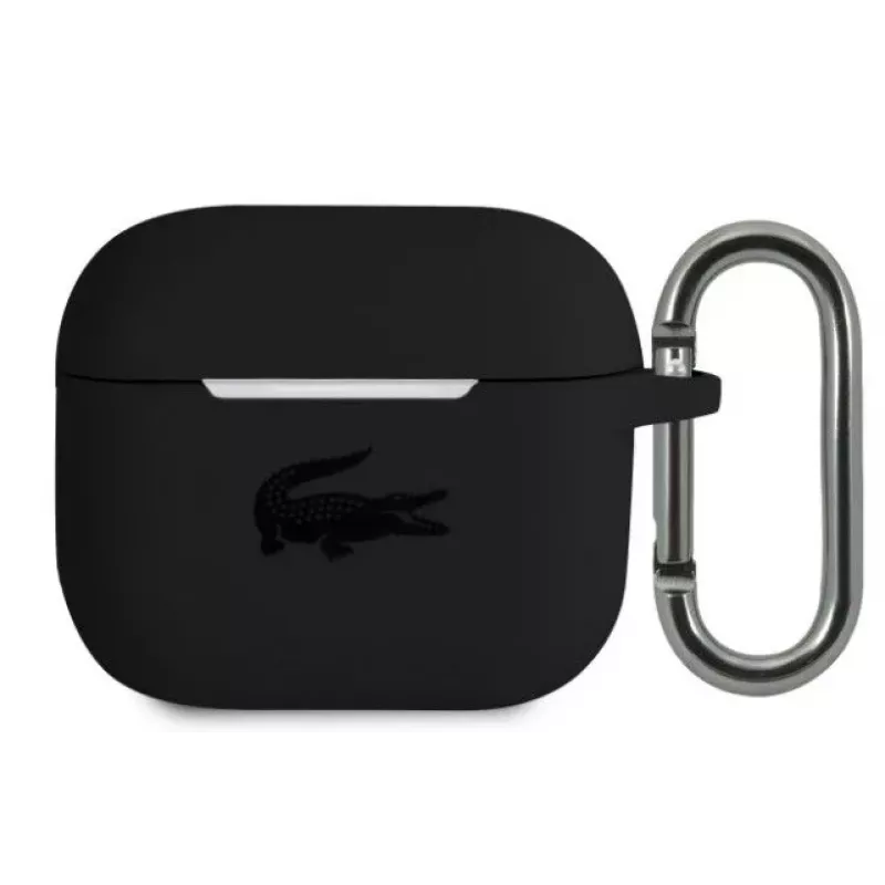 Lacoste Apple AirPods 3 Liquid Silicone Glossy Printing Logo Case Black