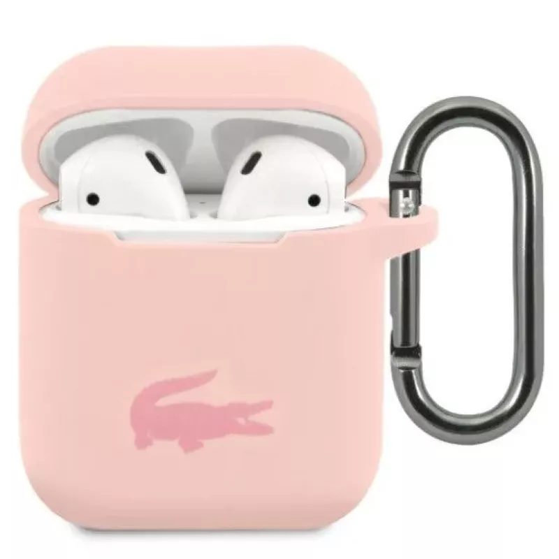 Lacoste Apple AirPods 1/2 Liquid Silicone Glossy Printing Logo Case Pink