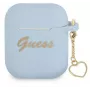 Guess AirPods 1/2 Cover Silicone Charm Heart Collection Blau