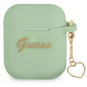 Guess GUA2LSCHSN Silikon-Hülle Charm Heart Collection für Apple AirPods 1/2, Grün