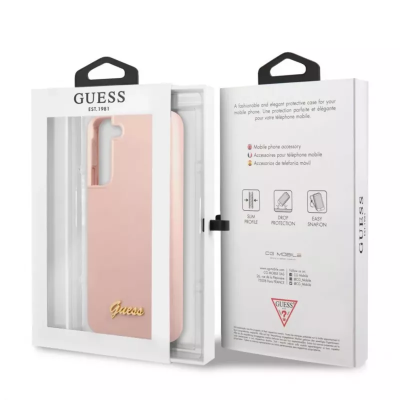 Guess Silicone Metal Logo Case für Samsung Galaxy S22 Plus - Pink