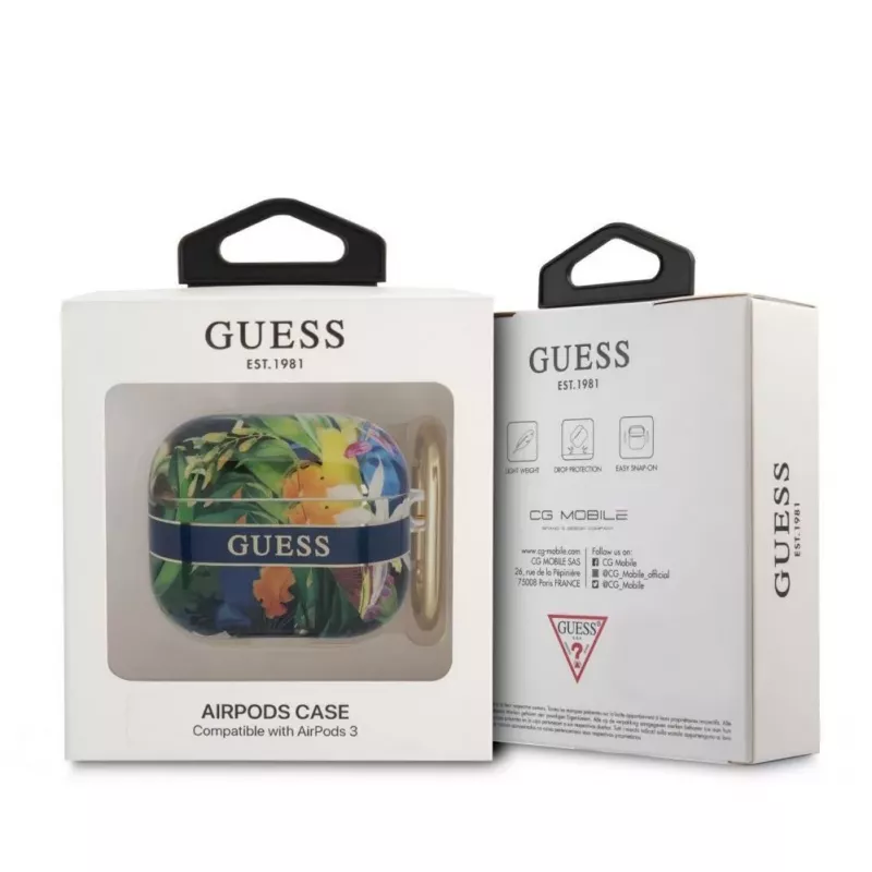 Guess Apple AirPods 3 TPU Flower Print Case Blau