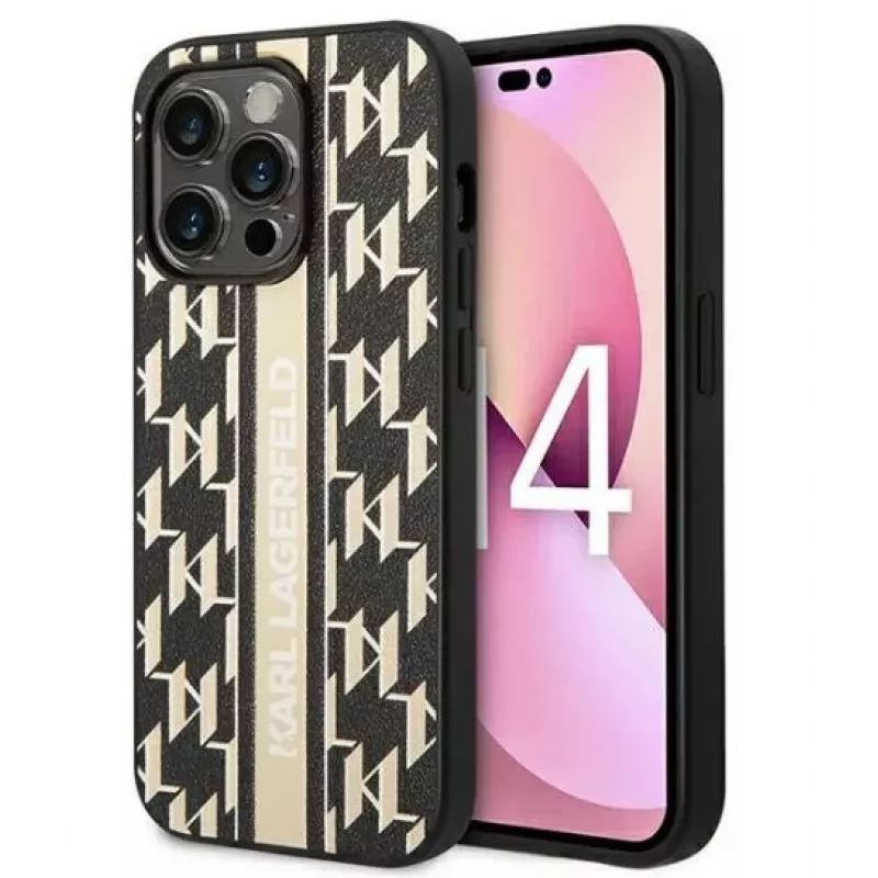 Karl Lagerfeld Apple iPhone 14 Pro 6.1 Hardcase Monogram Stripe Braun
