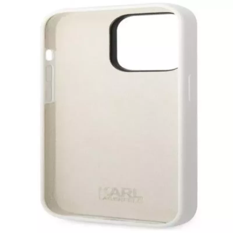 Karl Lagerfeld Apple iPhone 14 Pro Liquid Silicone Ikonik NFT Case White