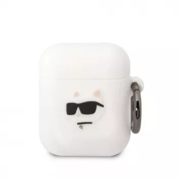 Karl Lagerfeld 3D Logo NFT Choupette Head Silicone Case für AirPods 1/2 Weiß
