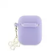 Guess Apple AirPods 1/2 Hülle Silikon Classic Logo Gold Charm Lila