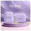 Guess Apple AirPods Pro Hülle Silikon Classic Logo Gold mit 4G Charm Lila