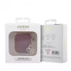 Guess Apple AirPods 1/2 Hülle Silikon Classic Logo Gold mit 4G Anhänger Magenta