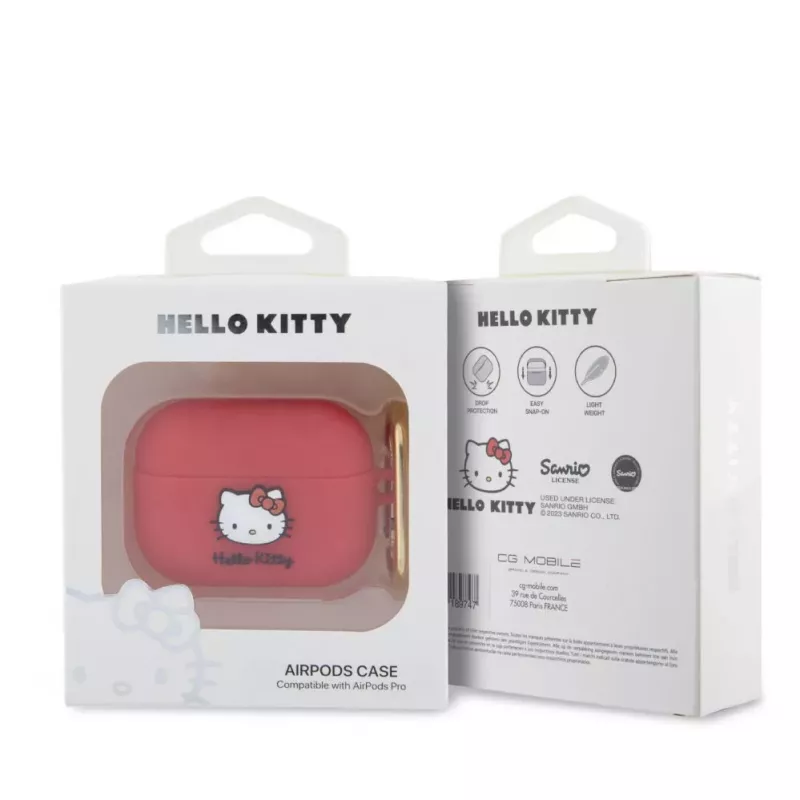Hello Kitty Apple AirPods Pro Hülle Silikon 3D Kitty Kopf Rot