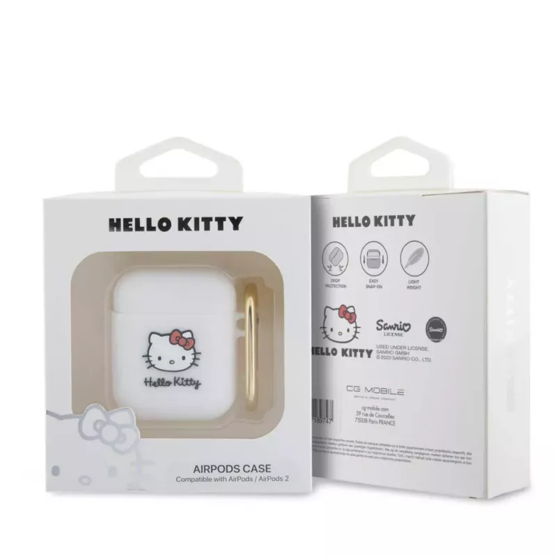 Hello Kitty HKA23DKHSH Silicone 3D Kitty Head Case für Apple AirPods 1/2 - Weiß