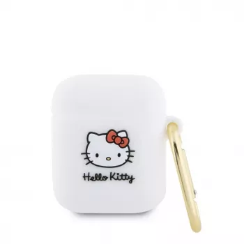 Hello Kitty HKA23DKHSH Silicone 3D Kitty Head Case für Apple AirPods 1/2 - Weiß