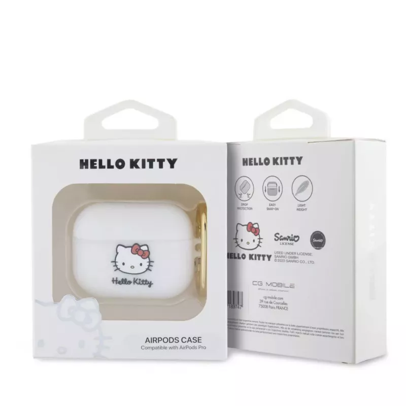 Hello Kitty Apple AirPods Pro Hülle Silikon 3D Kitty Kopf Weiß