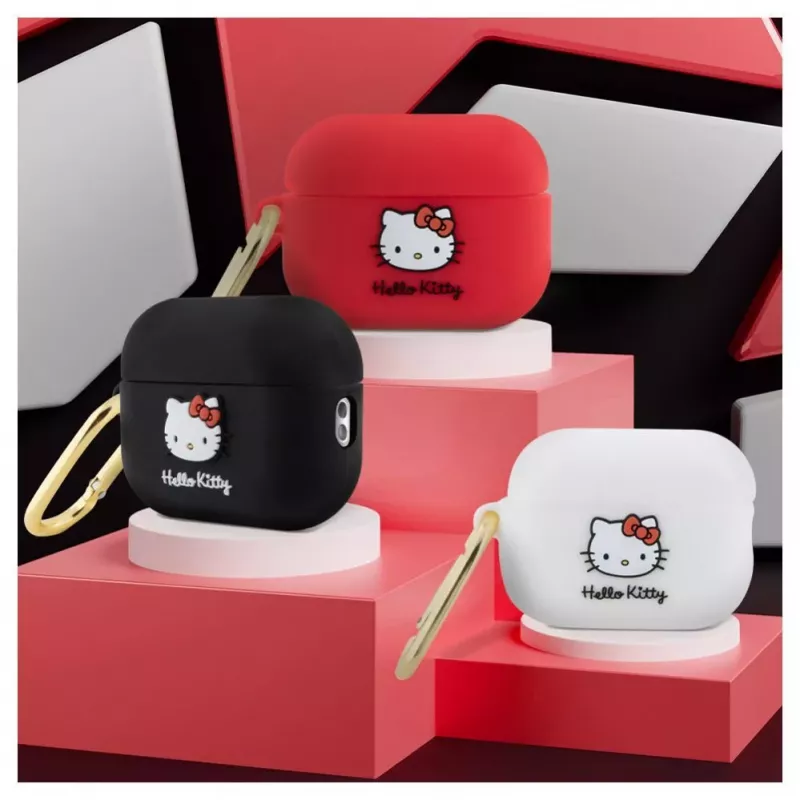 Hello Kitty Apple AirPods Pro Hülle Silikon 3D Kitty Kopf Weiß
