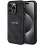 Guess Apple iPhone 15 Pro 4G Collection Leder Metal Logo MagSafe Rückseite Schwarz