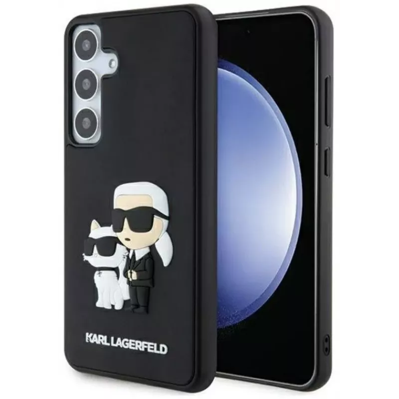 Karl Lagerfeld 3D Rubber Karl and Choupette Case für Samsung Galaxy S24 Schwarz