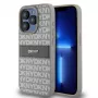 DKNY PU Leather Repeat Pattern Tonal Stripe Case für iPhone 15 Pro Beige