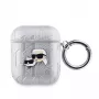 Karl Lagerfeld PU Embossed Karl and Choupette Heads Case für AirPods 1/2 Silber