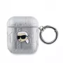 Karl Lagerfeld PU Embossed Karl Head Case für AirPods 1/2 Silber