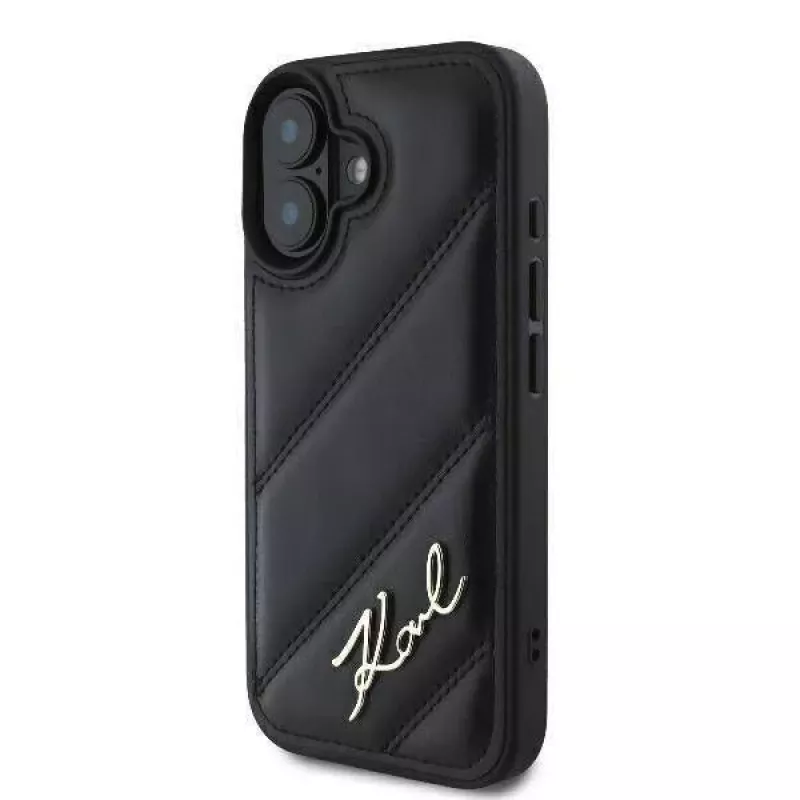 Karl Lagerfeld Hardcase für iPhone 16, Quilted Signature, Schwarz