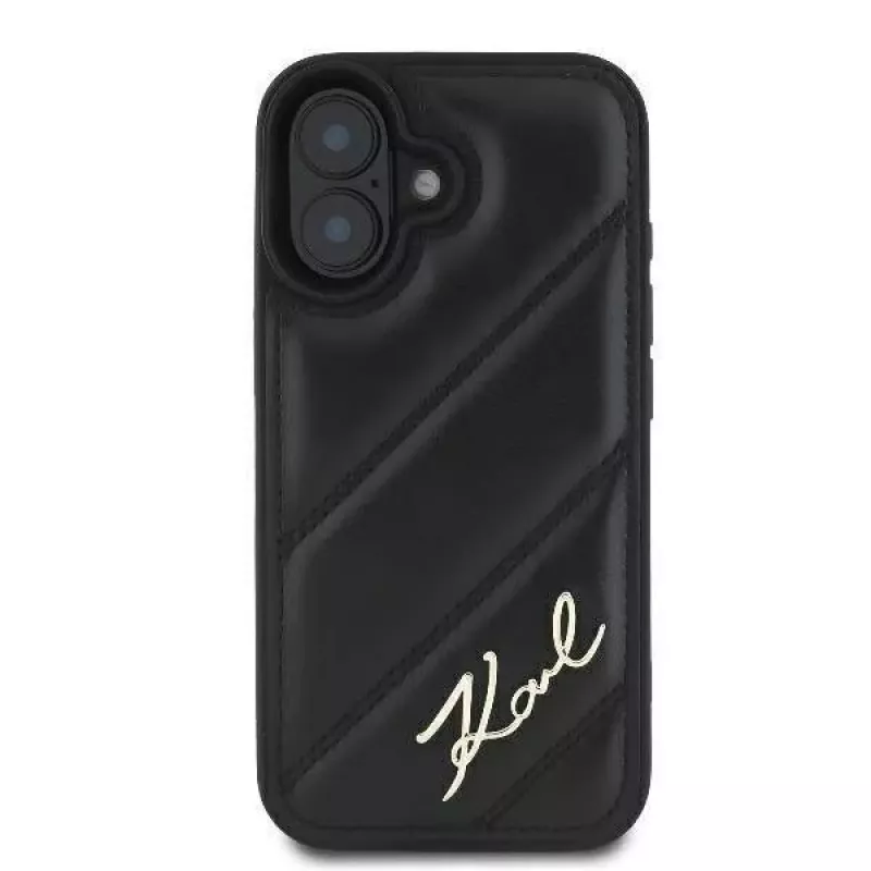 Karl Lagerfeld Hardcase für iPhone 16, Quilted Signature, Schwarz