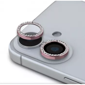 Guess Apple iPhone 16/16 Plus Fixed Glitter Schutzlinse Pink