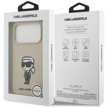 Karl Lagerfeld Apple iPhone 17 Pro Silikonhülle mit MagSafe - Braun (KL Sketch & Logo)