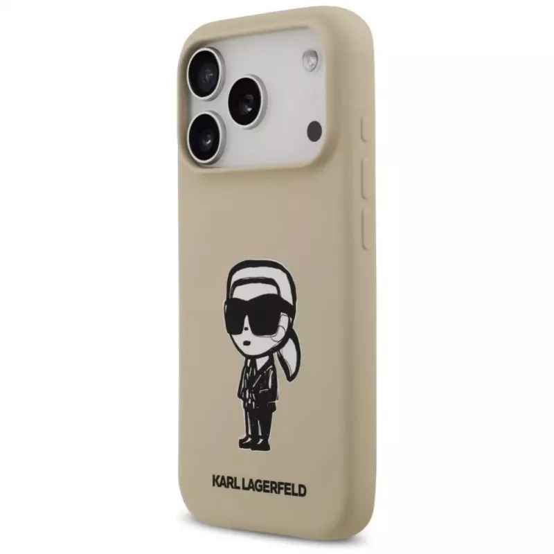 Karl Lagerfeld Apple iPhone 17 Pro Silikonhülle mit MagSafe - Braun (KL Sketch & Logo)