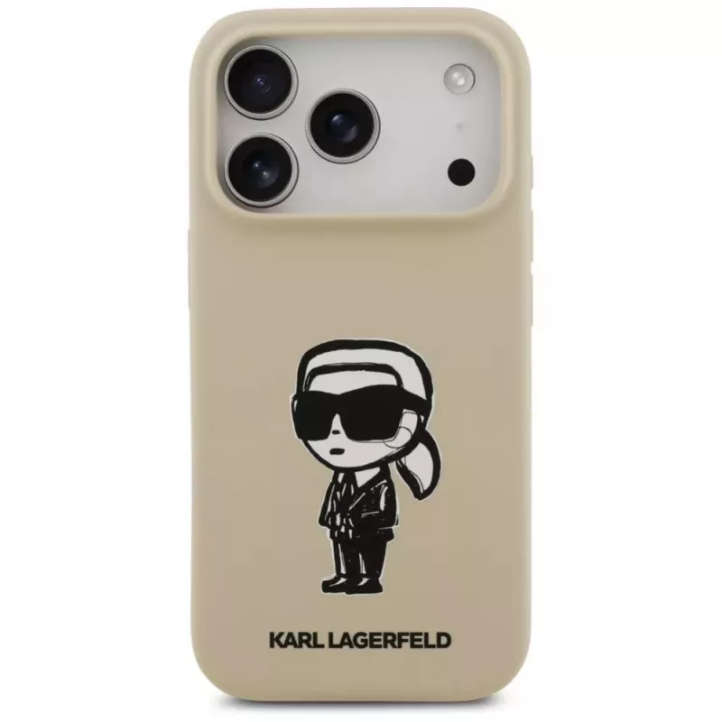 Karl Lagerfeld Apple iPhone 17 Pro Silikonhülle mit MagSafe - Braun (KL Sketch & Logo)