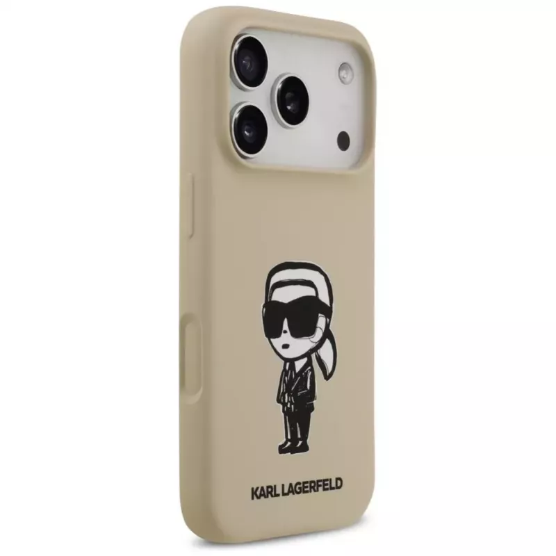 Karl Lagerfeld Apple iPhone 17 Pro Silikonhülle mit MagSafe - Braun (KL Sketch & Logo)