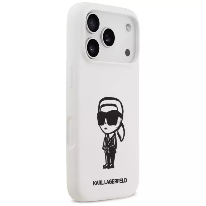 Karl Lagerfeld KL Sketch & Logo Silicone Case for Apple iPhone 17 Pro with MagSafe - White