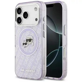 Karl Lagerfeld Apple iPhone 17 Pro Silikonhülle mit MagSafe K&C Heads Logo Lila