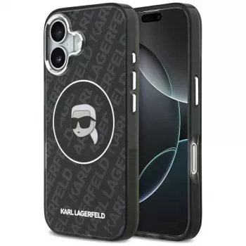 Karl Lagerfeld Apple iPhone 17 Silikonhülle mit MagSafe KL Head Logo Schwarz