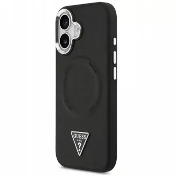 Guess Apple iPhone 17 PU Leder Triangle Logo MagSafe Hülle Schwarz