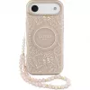 Guess Apple iPhone 17 Air Silikonhülle mit MagSafe Flowers Allover mit Perlenband Pink