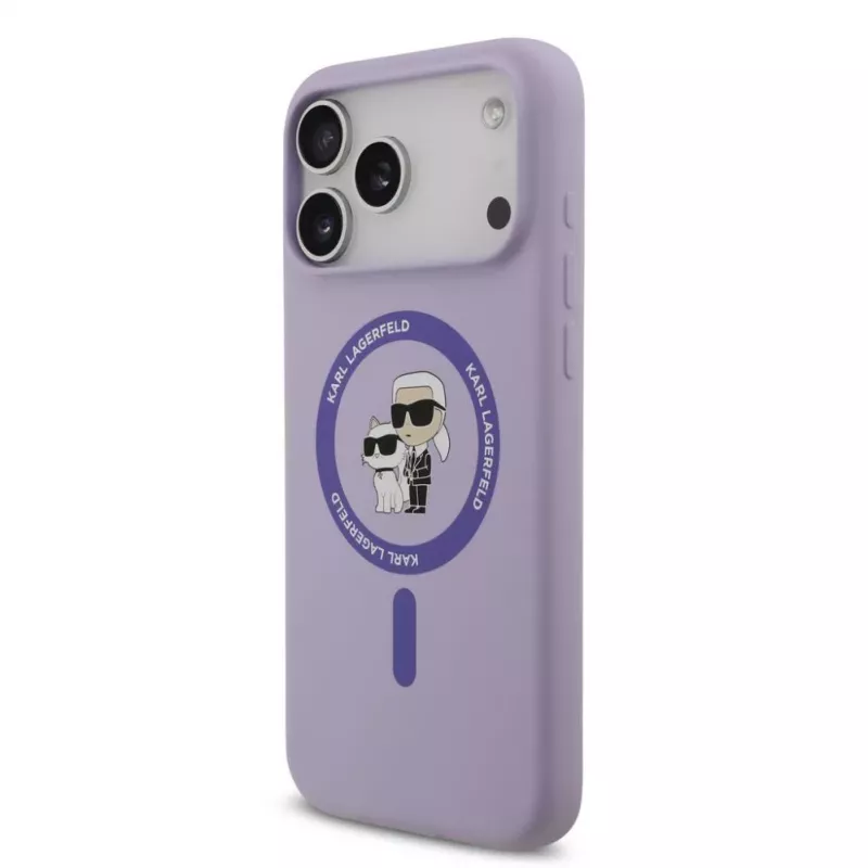 Karl Lagerfeld Apple iPhone 17 Pro Max Liquid Silicone Karl and Choupette MagSafe Case Purple