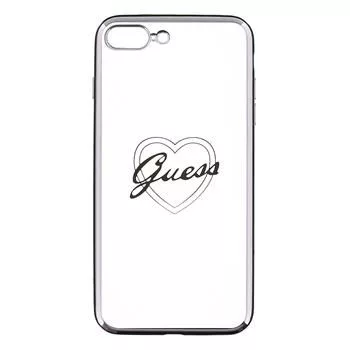 Guess Apple iPhone 7 Plus / 8 Plus Apple Heart TPU Hülle Silber