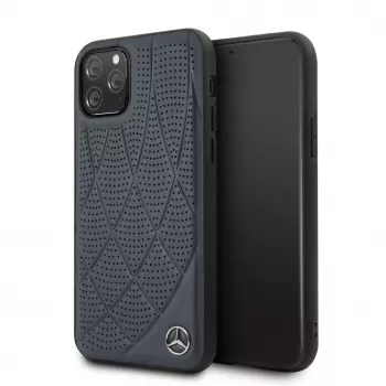 Mercedes-Benz Apple iPhone 11 Pro Quilted Genuine Leather Case Blau