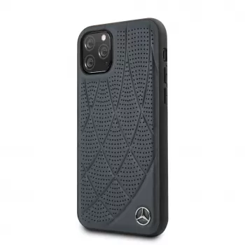 Mercedes-Benz Apple iPhone 11 Pro Quilted Genuine Leather Case Blau