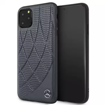 Mercedes-Benz Apple iPhone 11 Pro Max Quilted Genuine Leather Back Cover Blau