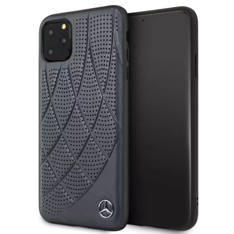 Mercedes-Benz Apple iPhone 11 Pro Max Quilted Genuine Leather Back Cover Blau