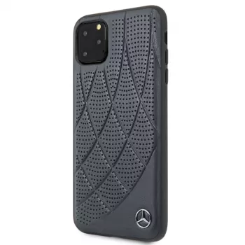 Mercedes-Benz Apple iPhone 11 Pro Max Quilted Genuine Leather Back Cover Blau