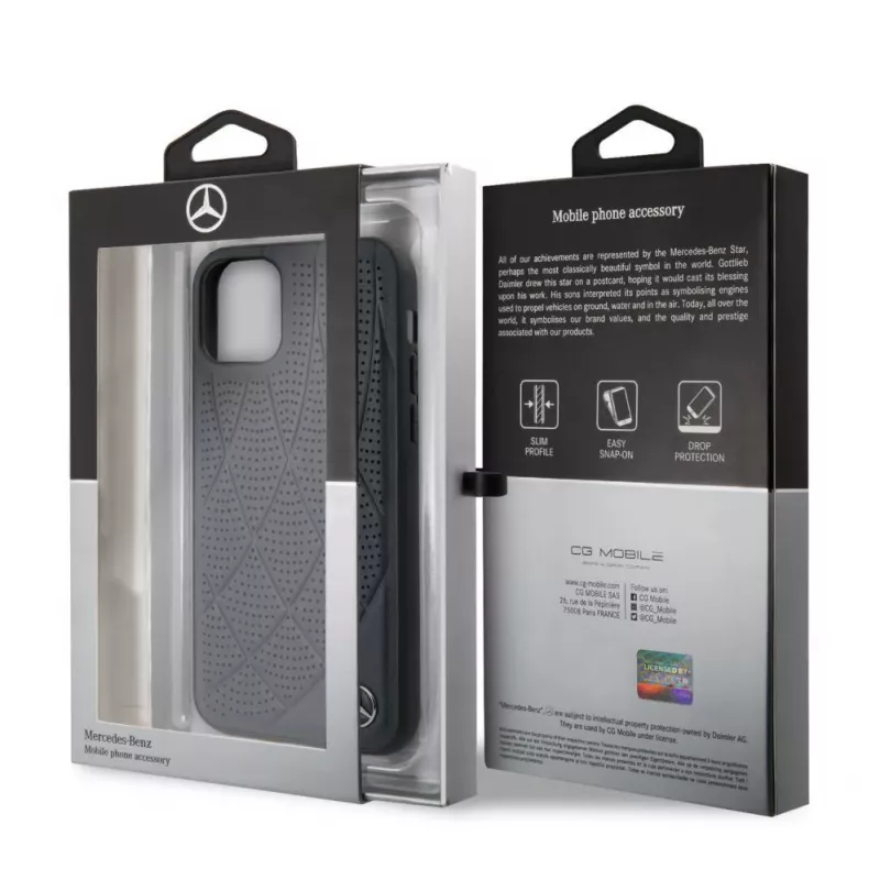 Mercedes-Benz Apple iPhone 11 Quilted Genuine Leather Case Blue