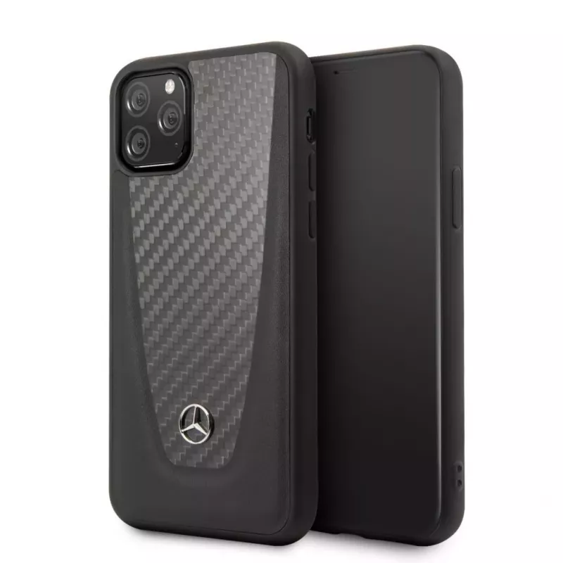 Mercedes-Benz Apple iPhone 11 Pro Hard Case Leder Carbon Schwarz