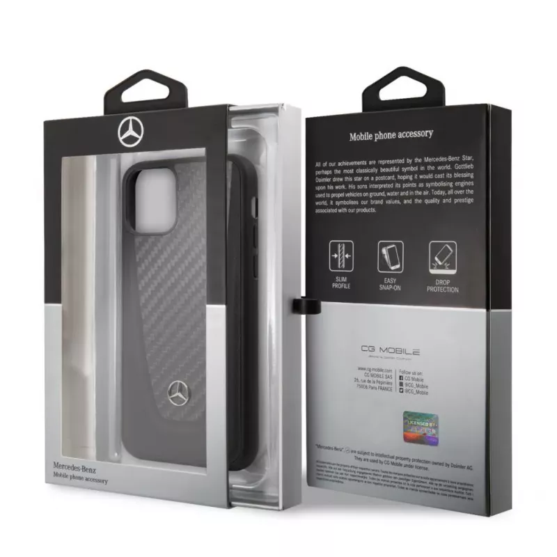 Mercedes-Benz Apple iPhone 11 Pro Hard Case Leder Carbon Schwarz