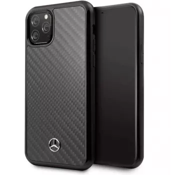 Mercedes-Benz Apple iPhone 11 Pro Max Hard Case Leder Carbon Schwarz