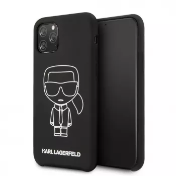 Karl Lagerfeld Apple iPhone 11 Pro Silikon Ikonik White Outline Black Back Cover