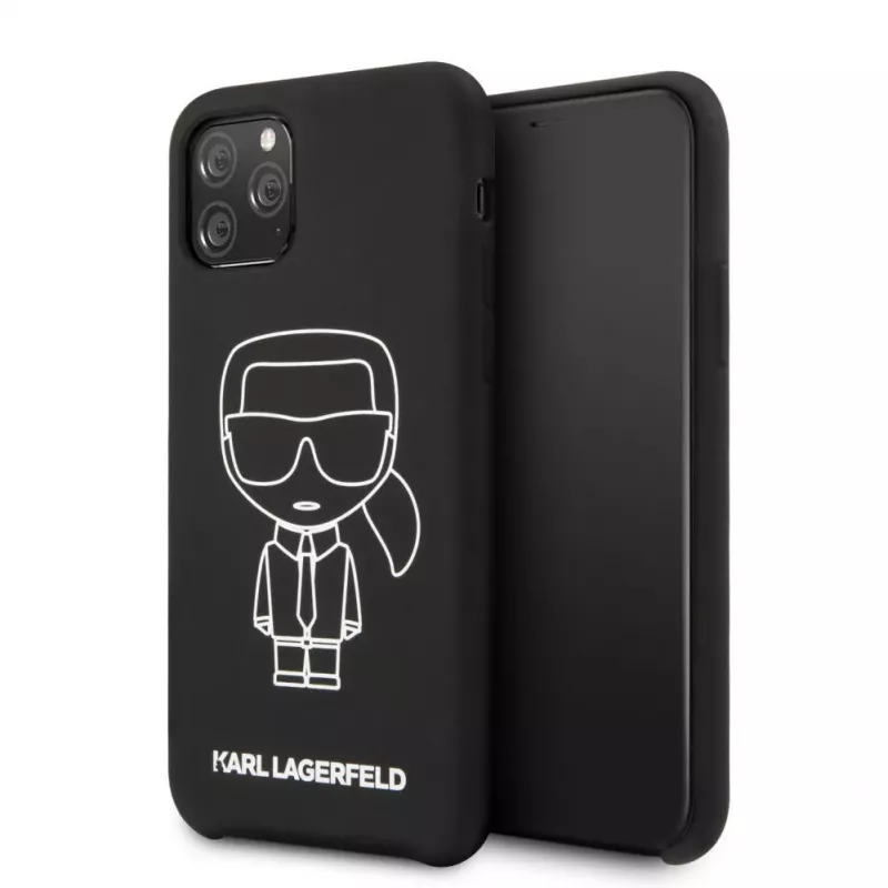 Karl Lagerfeld Apple iPhone 11 Pro Silikon Ikonik White Outline Black Back Cover