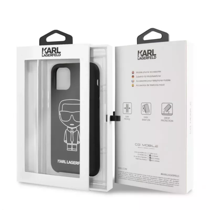Karl Lagerfeld Apple iPhone 11 Pro Silikon Ikonik White Outline Black Back Cover