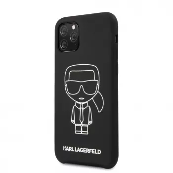Karl Lagerfeld Apple iPhone 11 Pro Silikon Ikonik White Outline Black Back Cover
