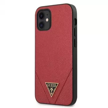 Guess GUHCP12SVSATMLRE Saffiano Hard Case für Apple iPhone 12 Mini - Rot